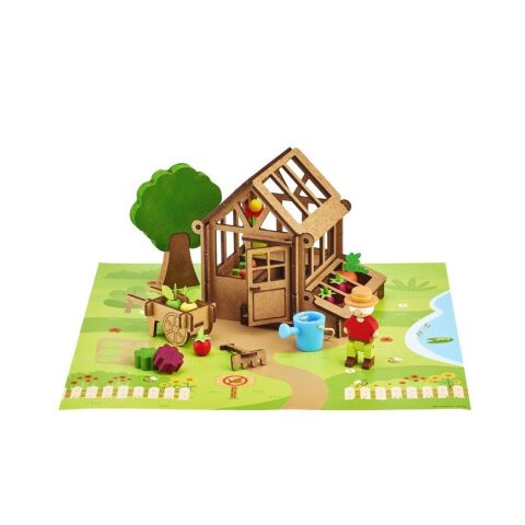 Jeujura Holzbausatz 40 Teile Garten Gewächshaus