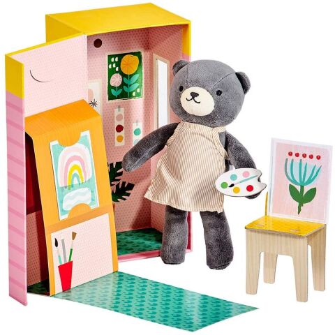 Petit Collage Plüschbär im Malatelier