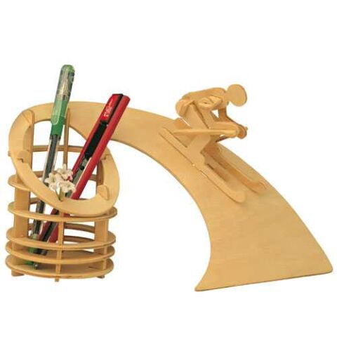 Woodcraft hölzerne 3D Puzzle Bleistift Stand bergab
