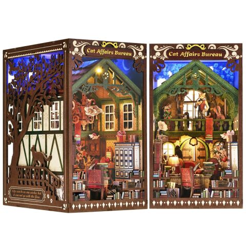 2Kids Toys 3D-Puzzle Buchstütze Miniaturhaus Amt für Katzenangelegenheiten