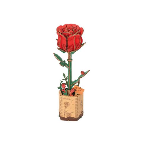 RoboTime 3D-Holzpuzzle Rote Rose