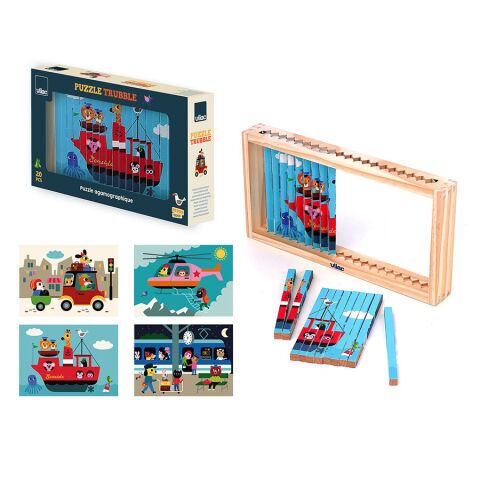 Vilac 4D-Holzpuzzle Transportmittel