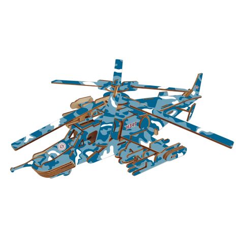 Woodcraft Hölzernes 3D Puzzle Kampfhubschrauber Schwarzer Hai