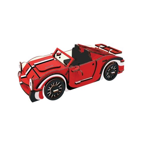 Woodcraft 3D-Puzzle aus Holz Rot Cabrio