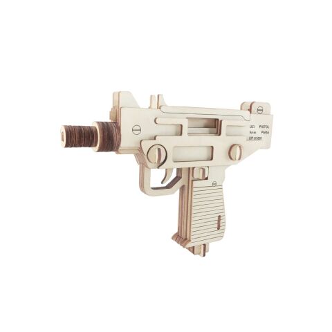 Woodcraft Hölzernes 3D Puzzle Pistole UZI