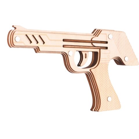 Woodcraft 3D-Puzzle aus Holz Pistole auf Gummibändern