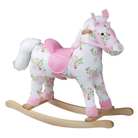 Bigjigs Toys Hölzernes Schaukelpferd mit Blumen