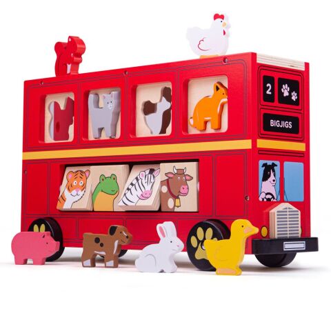 Bigjigs Toys Holzbus mit Tieren