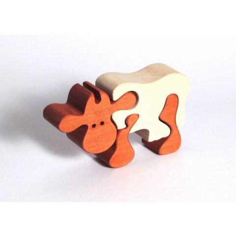 Fauna Massivholzpuzzle Kuh braun