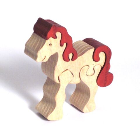 Fauna Massivholzpuzzle kleines weißes Pferd